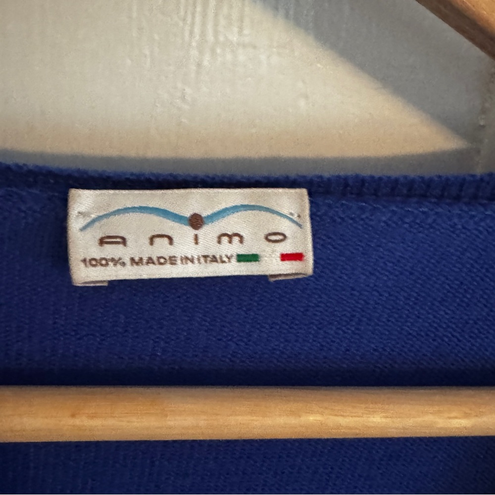 Animo Blue Merino Wool Equestrian V-Neck Sweater - Picture 3 of 7